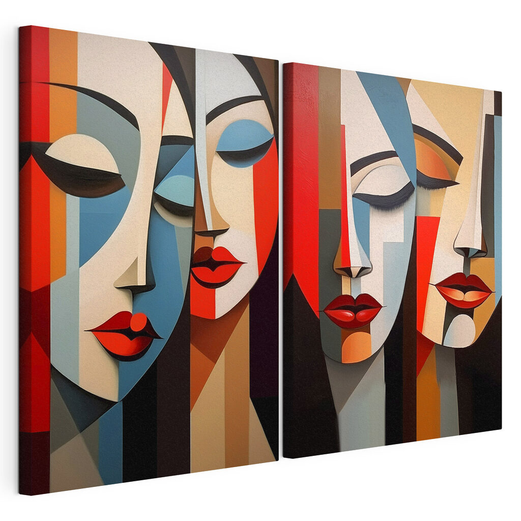 Collage van een schilderij van het gezicht van een vrouw — productweergave