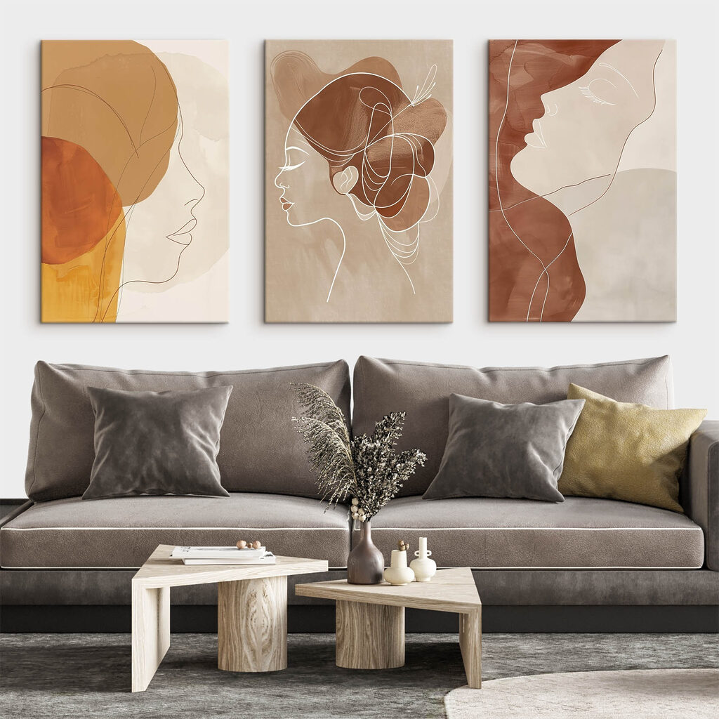 Collage van het profiel van een vrouw in een interieur
