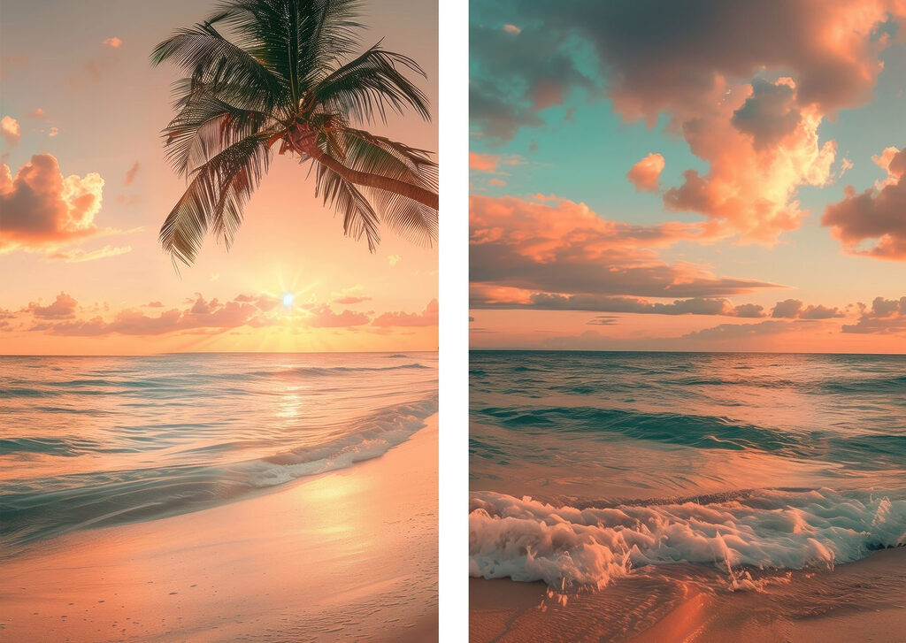 Palmboom op een strand — volledig ontwerp