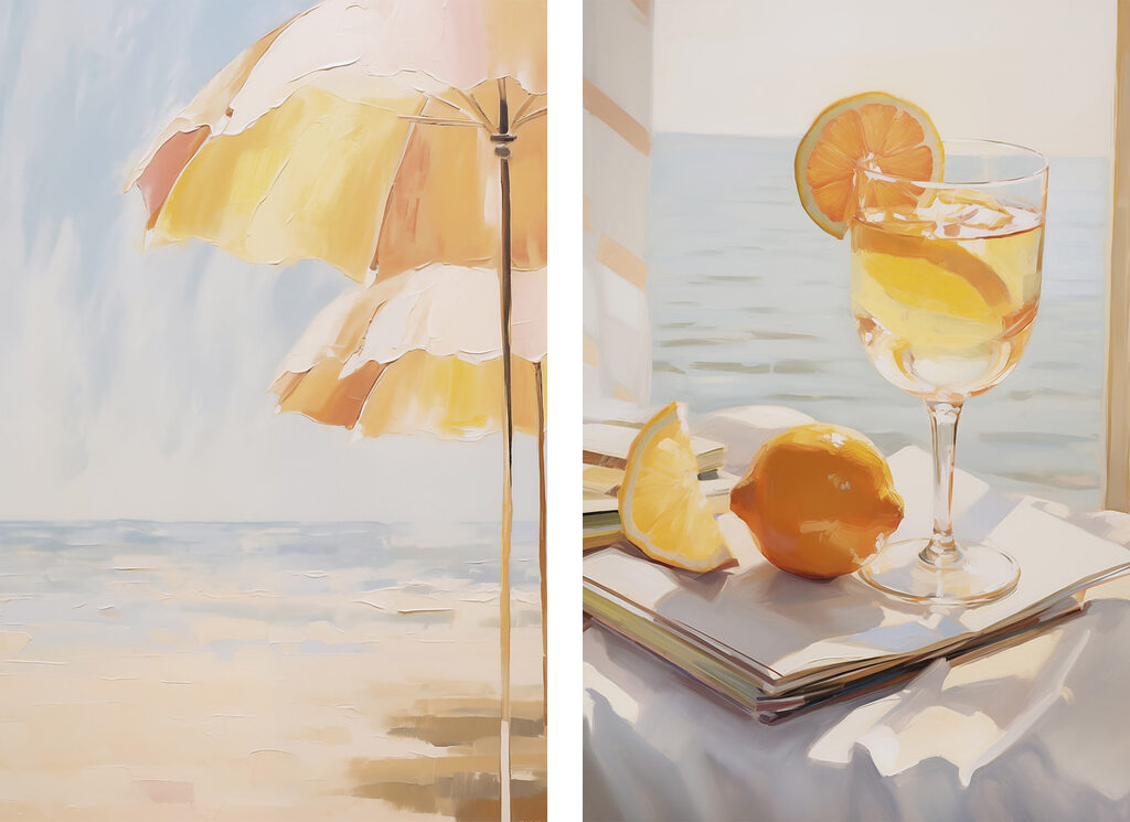 Schilderij van een drankje en een citroen — volledig ontwerp