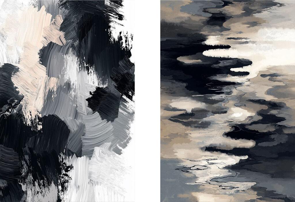 Abstracte vormen in monochrome tinten — volledig ontwerp