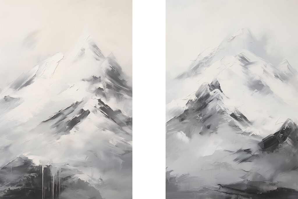 Schilderij van een bergketen — volledig ontwerp