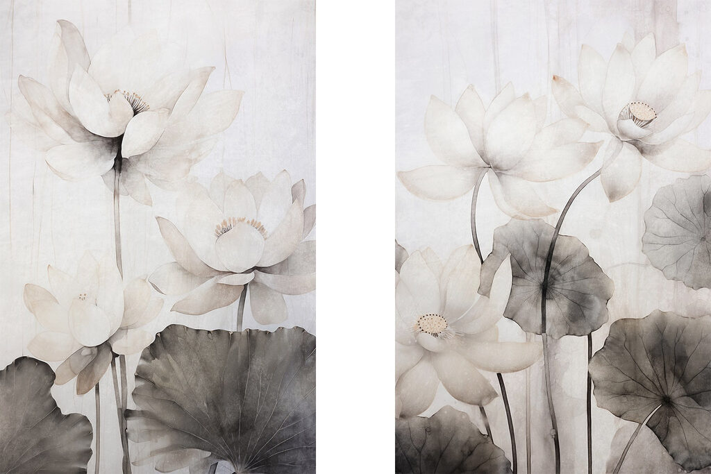 Verfijnde bloemen in zachte aquareltinten — volledig ontwerp