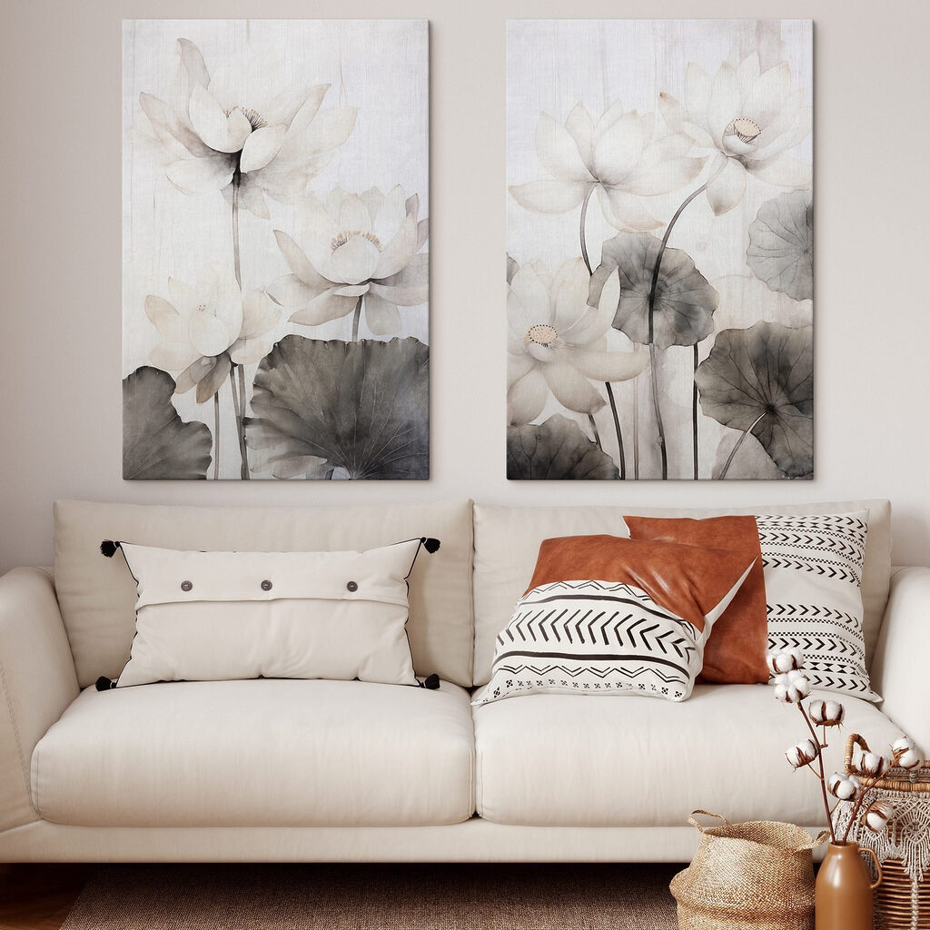 Verfijnde bloemen in zachte aquareltinten — interieur 1