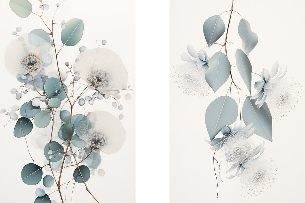 Verfijnde bloemen in zachte tinten — volledig ontwerp