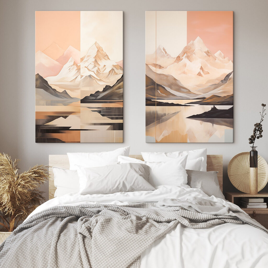 Schilderij van bergen en een meer — interieur 2