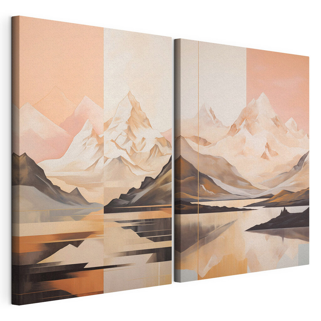 Schilderij van bergen en een meer — productweergave
