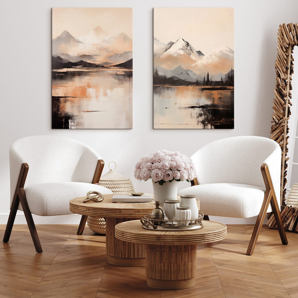 Schilderij van bergen en een meer — interieur 1