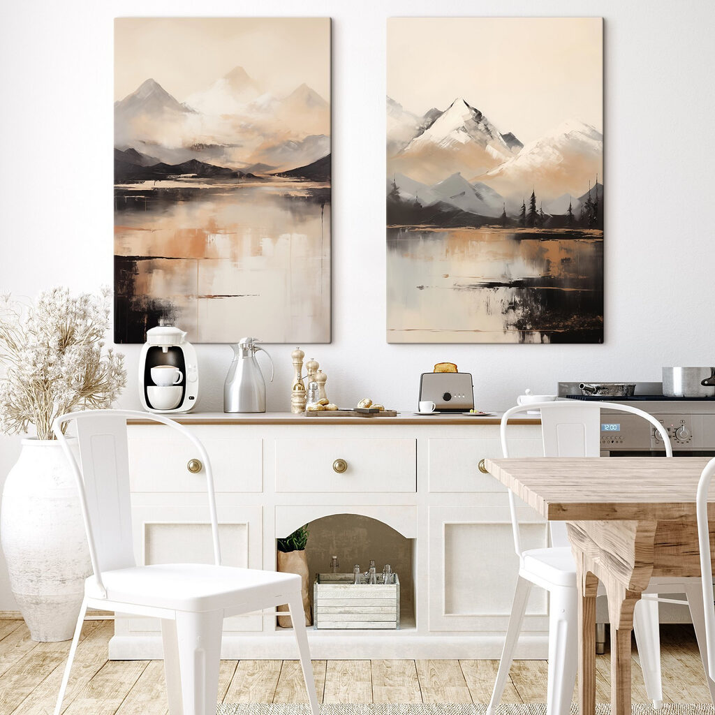 Schilderij van bergen en een meer — interieur 2