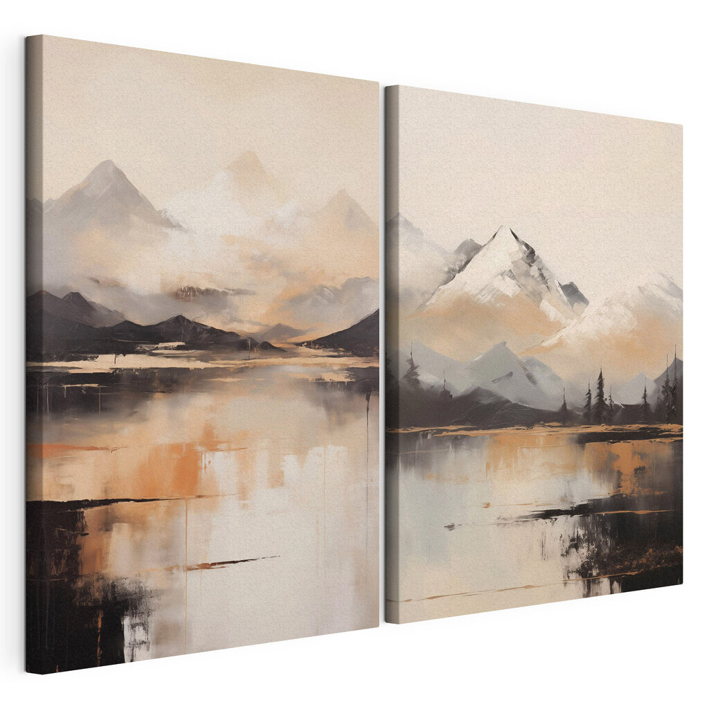Schilderij van bergen en een meer — productweergave