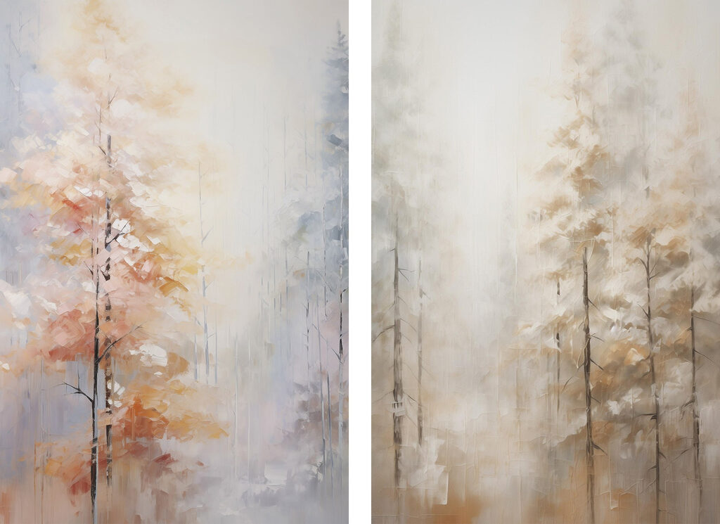 Schilderij van bomen in een bos — volledig ontwerp