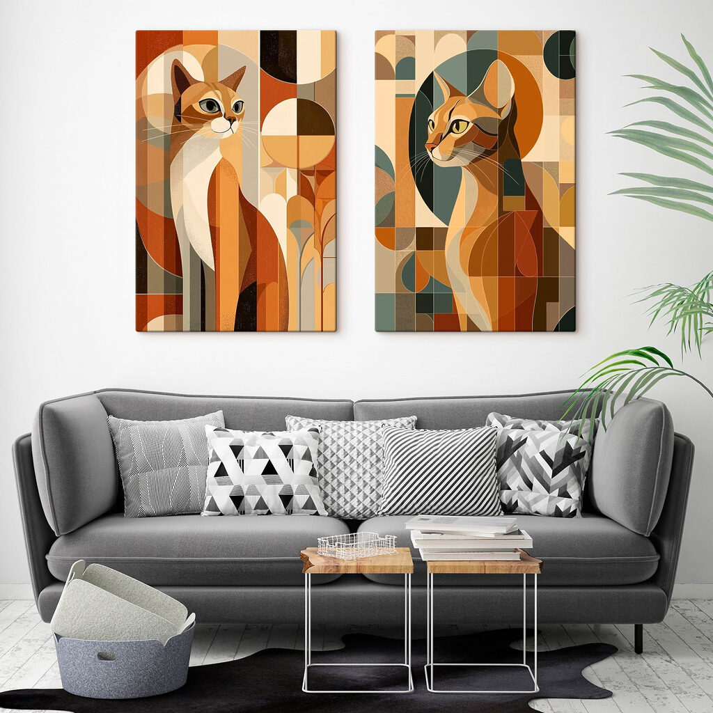 Twee katten in verschillende kleuren — interieur 2