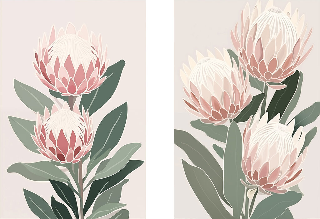 Verfijnde bloemen in zachte pasteltinten — volledig ontwerp