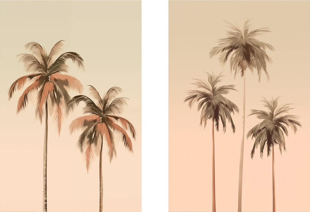 Palmbomen tegen een roze achtergrond — volledig ontwerp