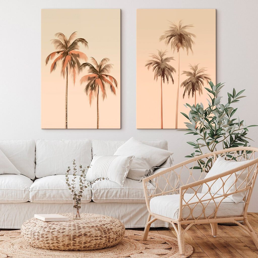 Palmbomen tegen een roze achtergrond — interieur 2