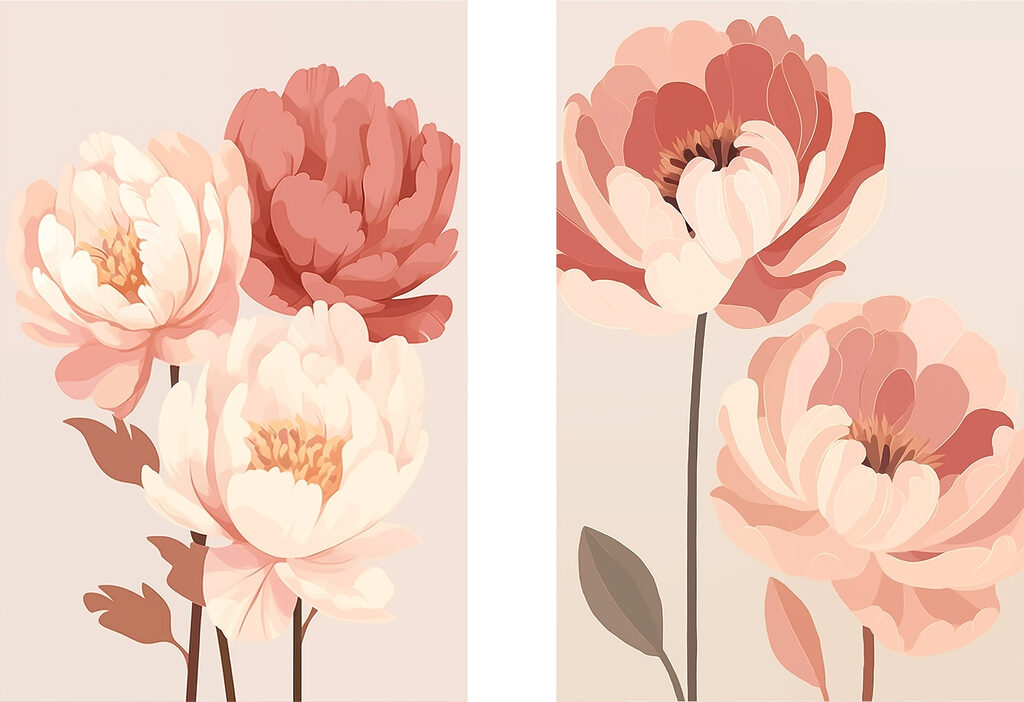 Prachtige bloemen in zachte kleuren — volledig ontwerp