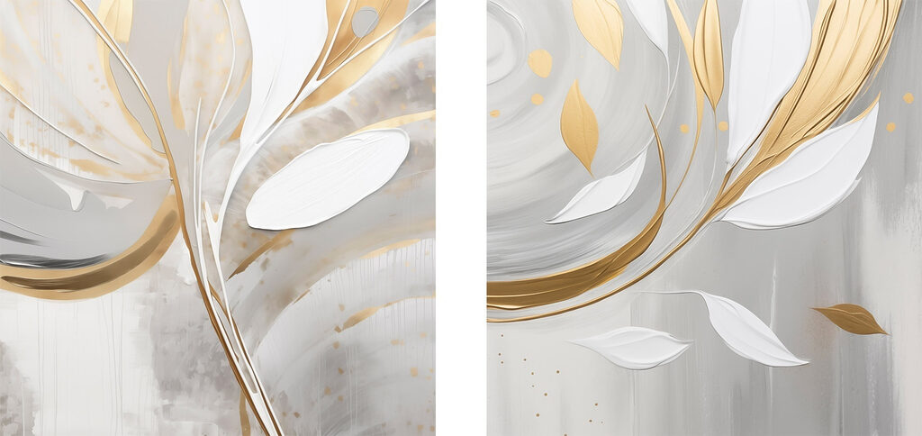 Elegante, op bloemen geïnspireerde abstracte kunstwerken — volledig ontwerp