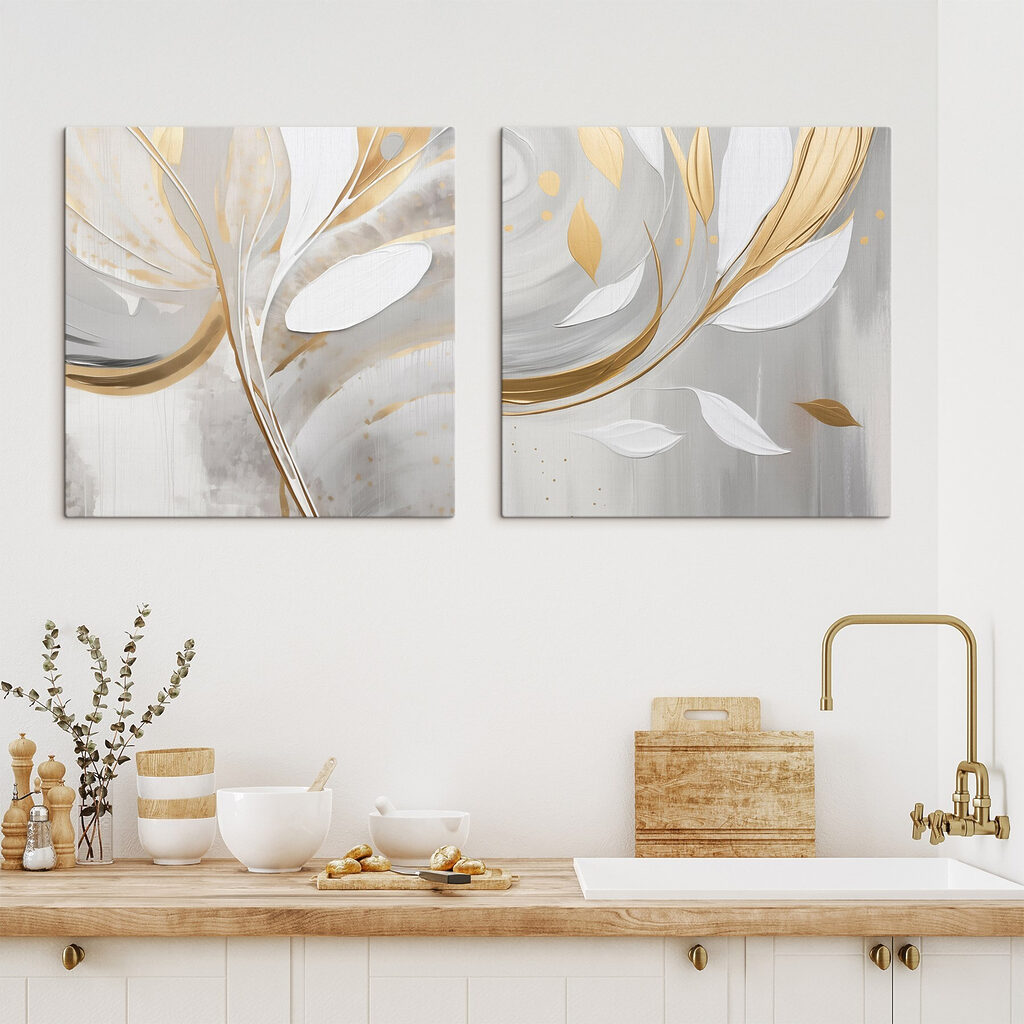 Elegante, op bloemen geïnspireerde abstracte kunstwerken — interieur 2