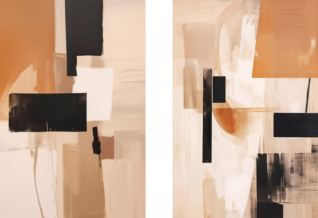 Schilderij van een paar pleinen — volledig ontwerp