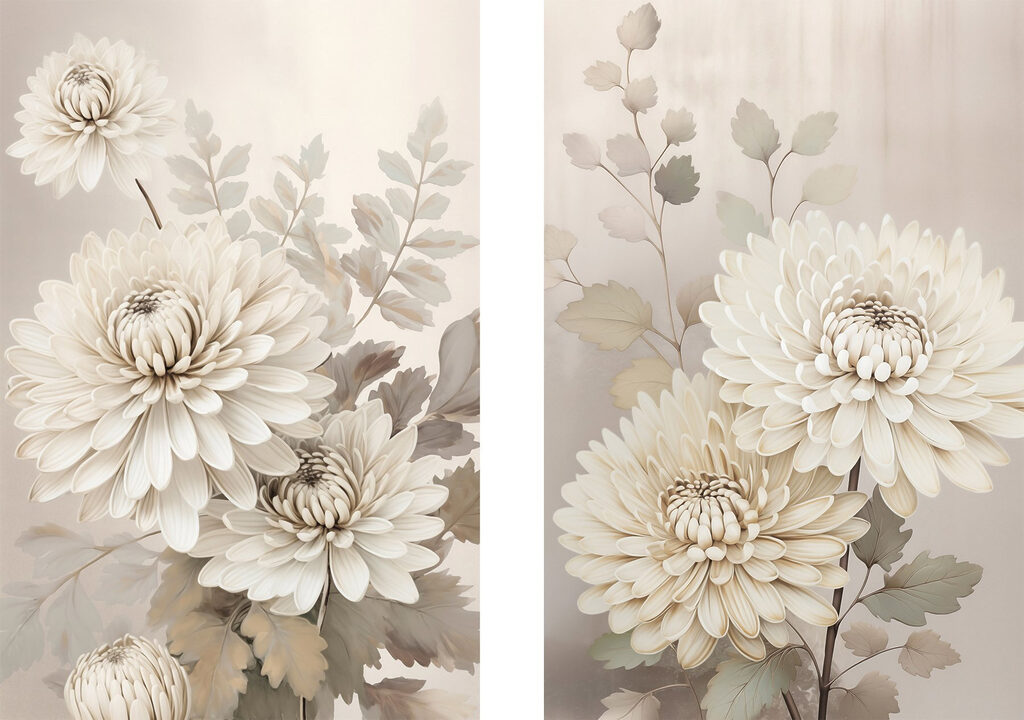 Verfijnde bloemen in zachte tinten — volledig ontwerp