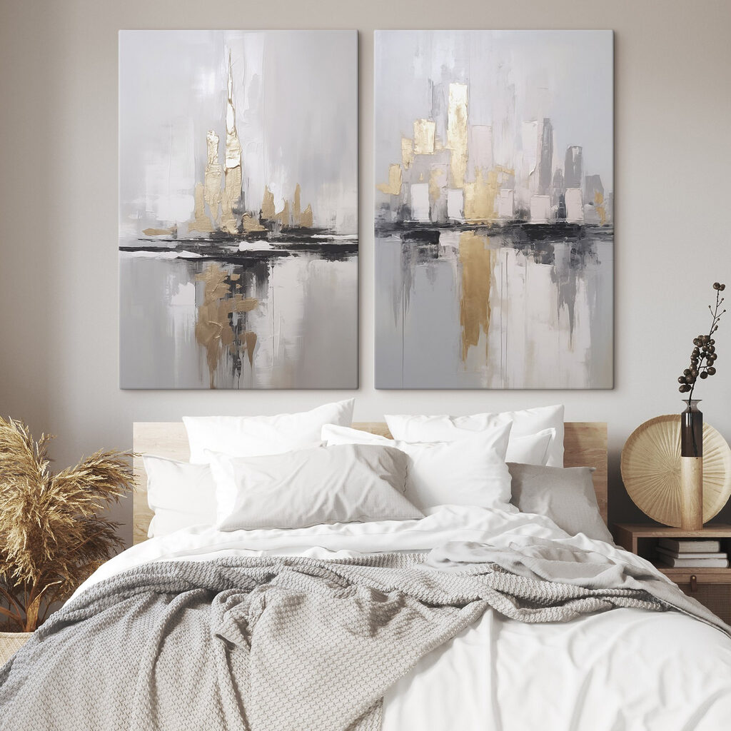 Schilderij van een stadsskyline — interieur 1