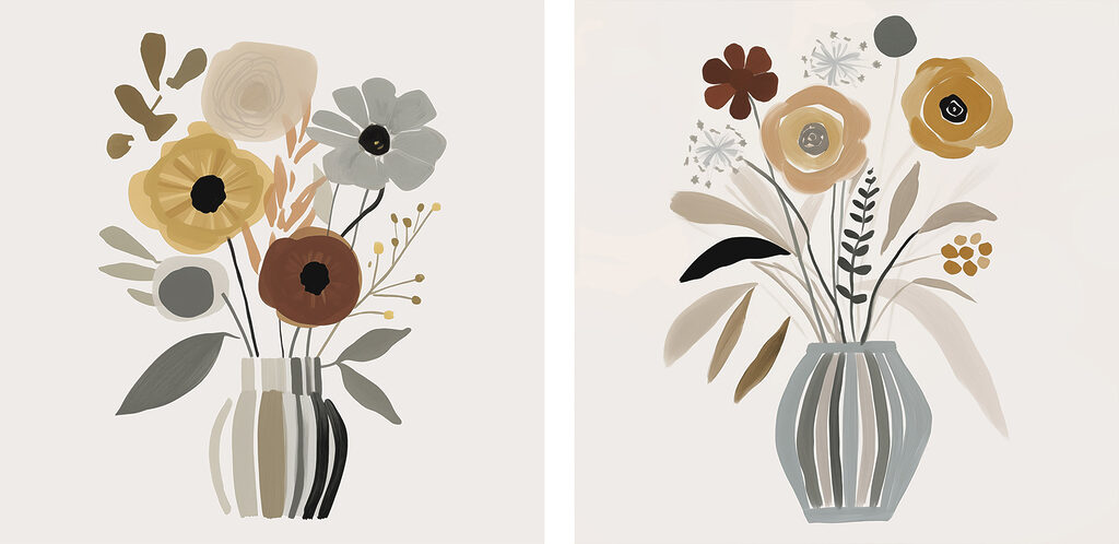 Schilderij van bloemen in een vaas — volledig ontwerp