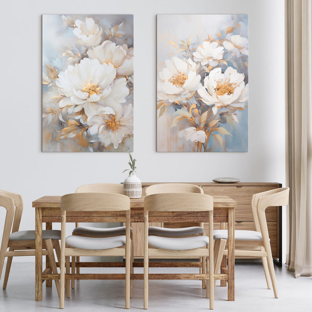 Schilderij van witte bloemen — interieur 2