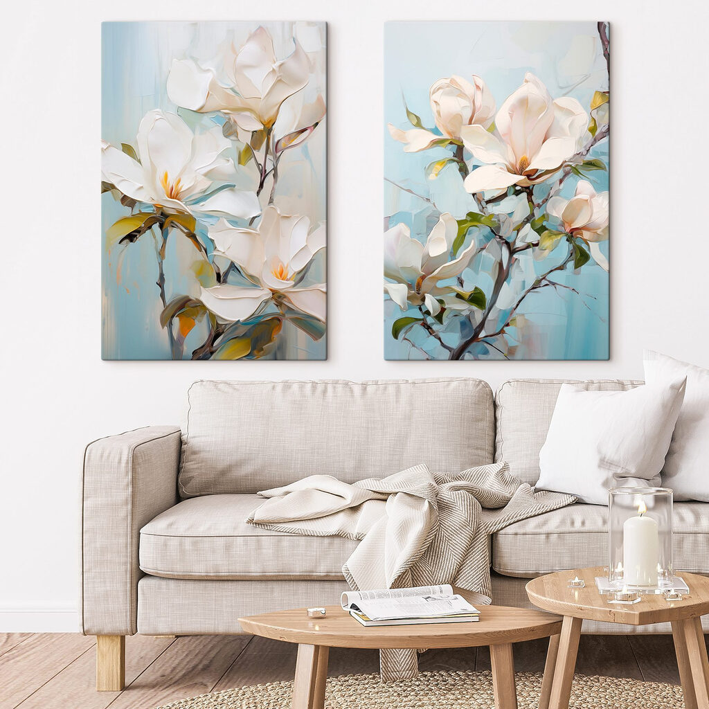 Schilderij van witte bloemen — interieur 1