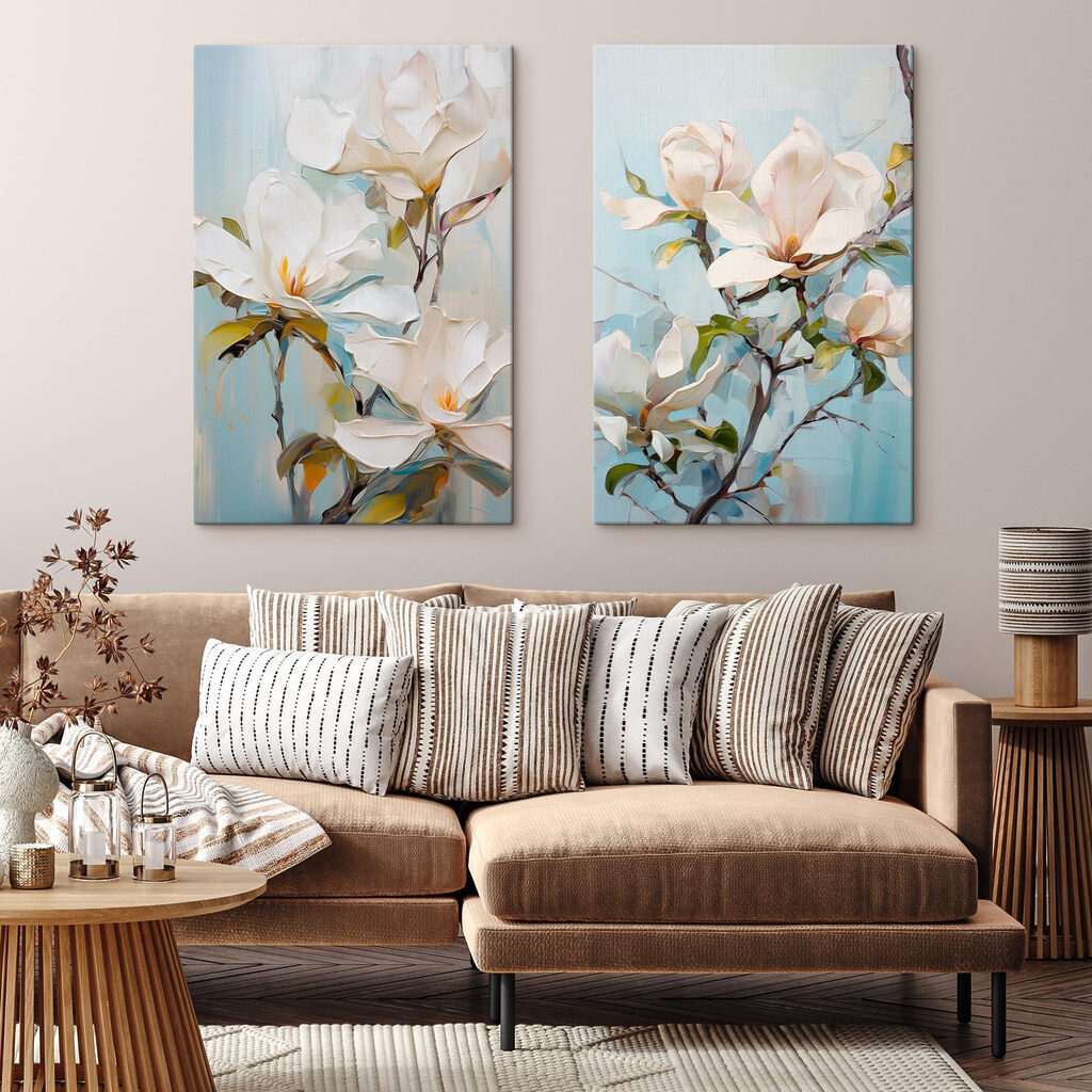 Schilderij van witte bloemen — interieur 2