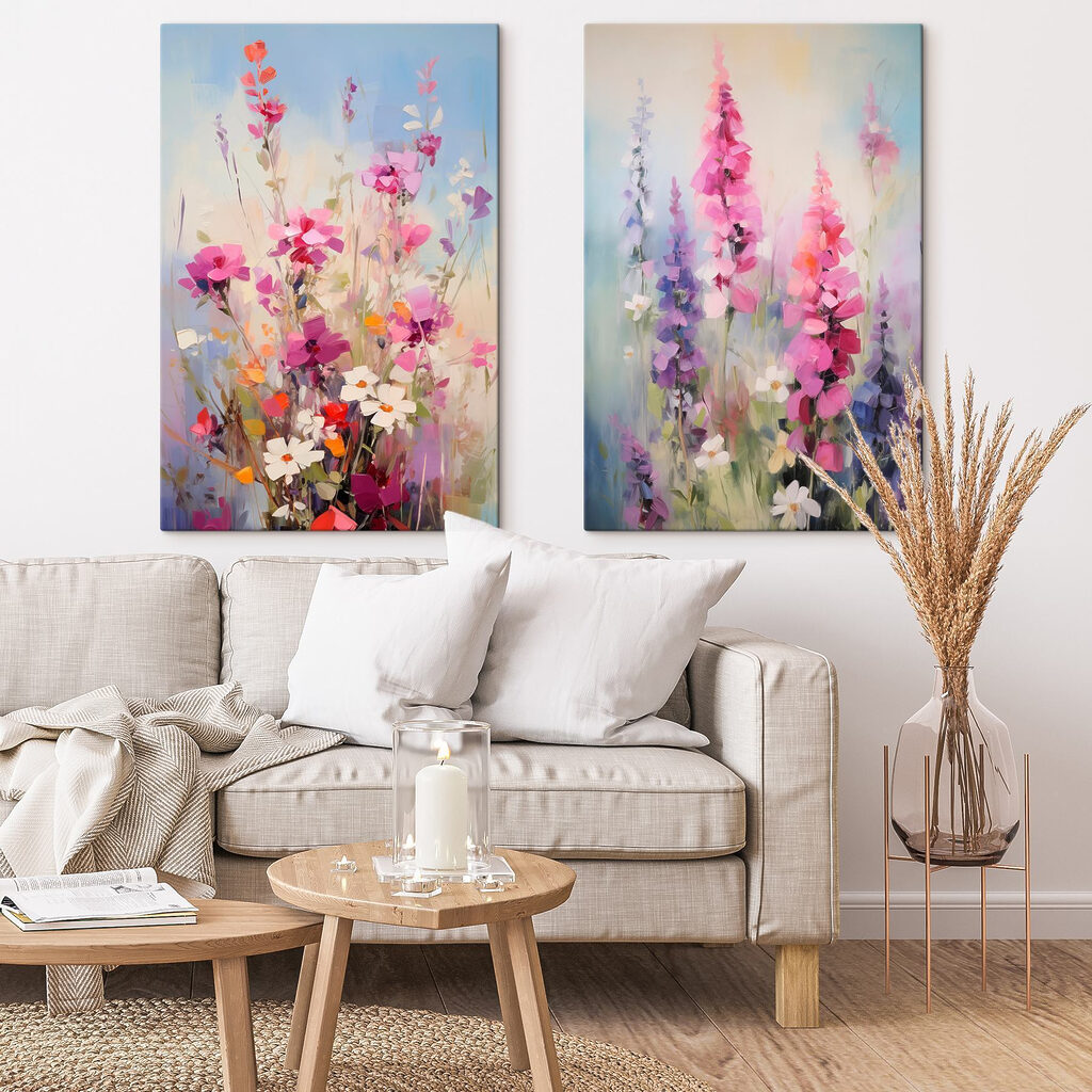 Schilderij van bloemen in een veld — interieur 1