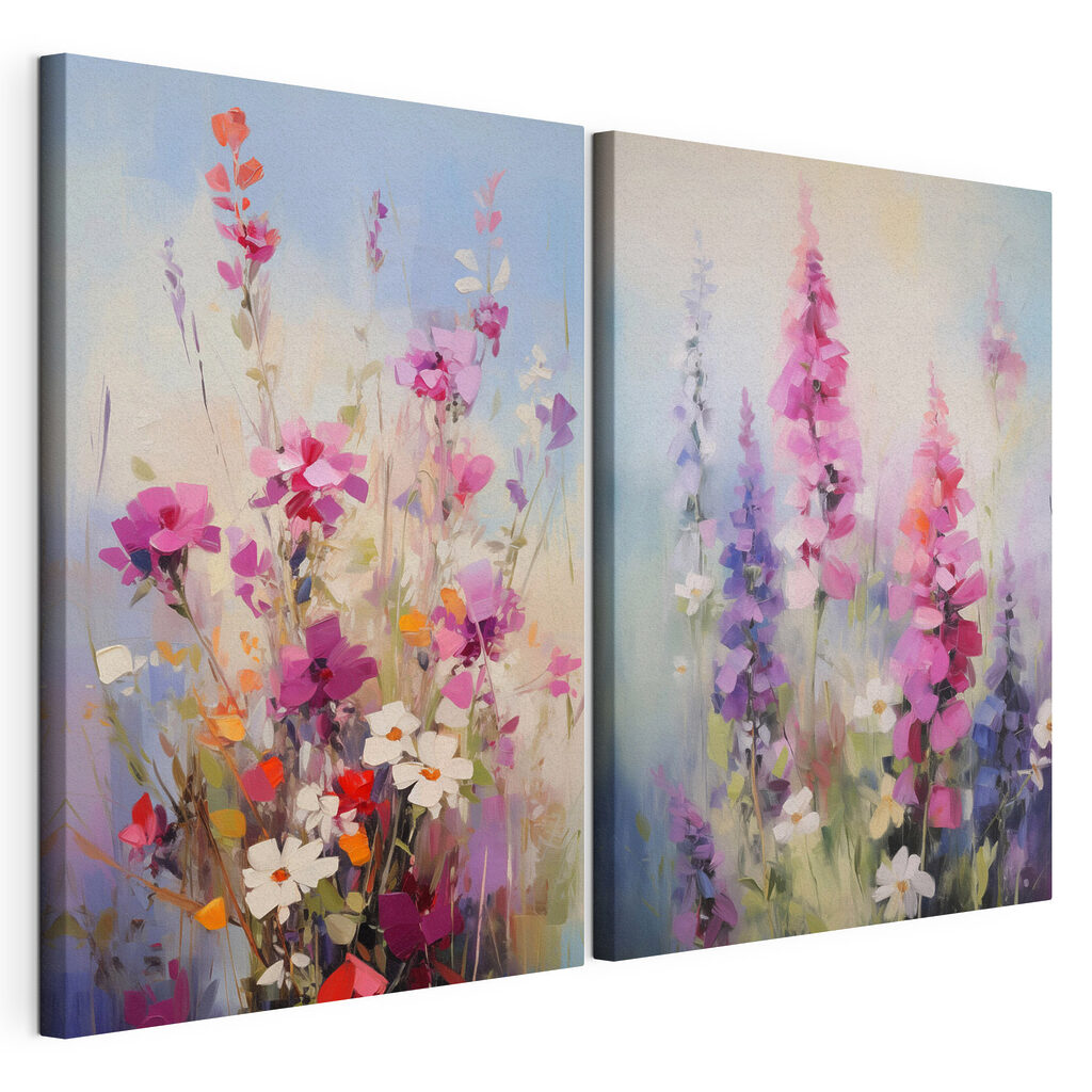 Schilderij van bloemen in een veld — productweergave