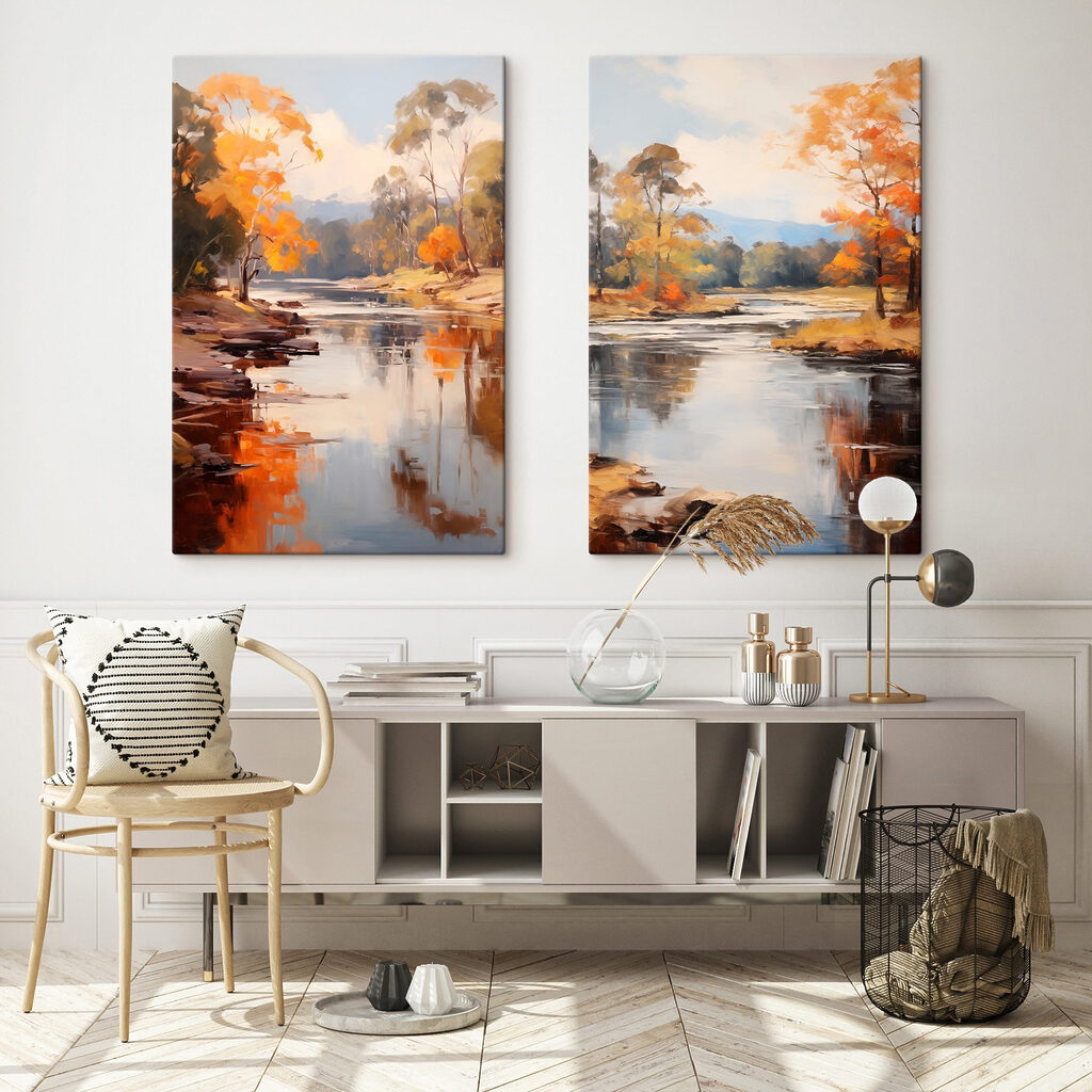 Rivier met bomen en een bewolkte hemel — interieur 1