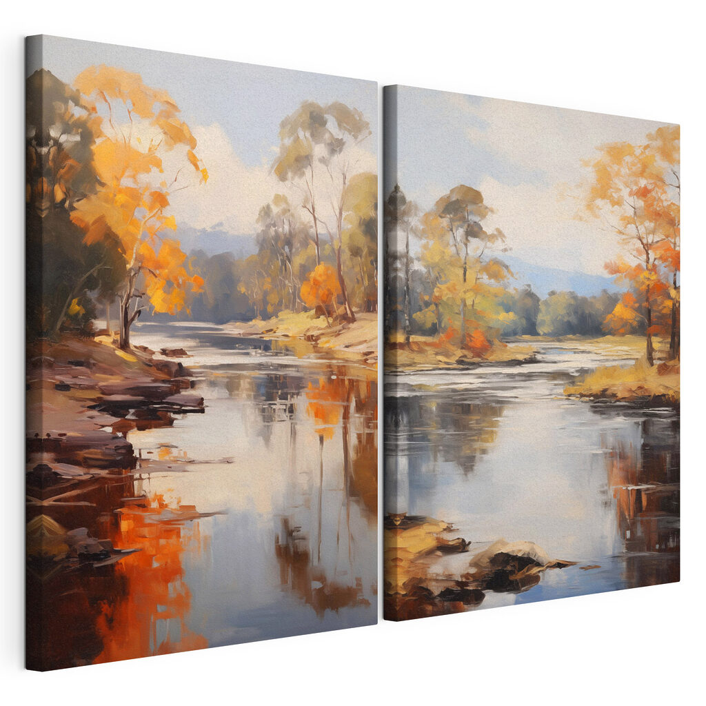 Rivier met bomen en een bewolkte hemel — productweergave