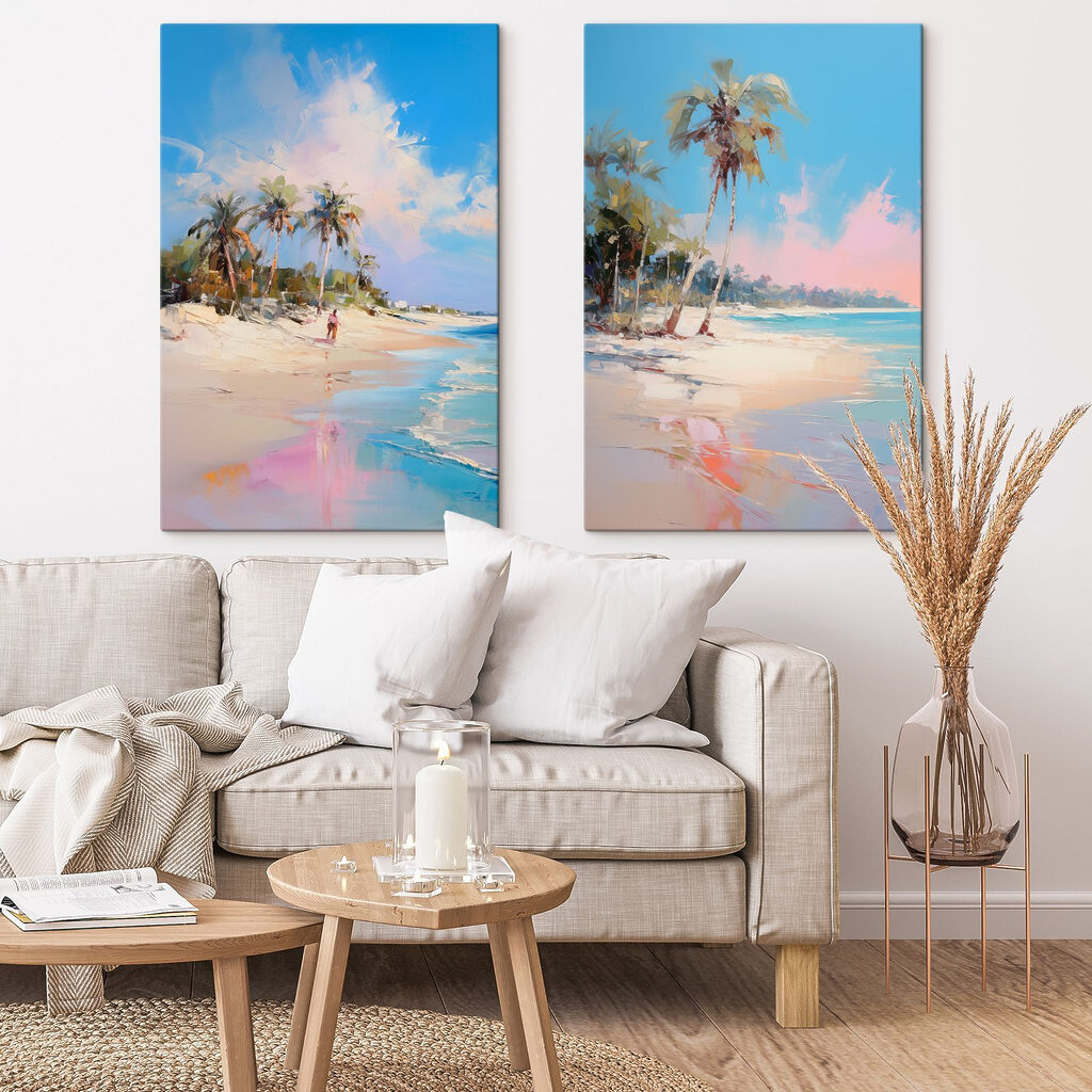 Schilderij van een strand en palmbomen — interieur 2