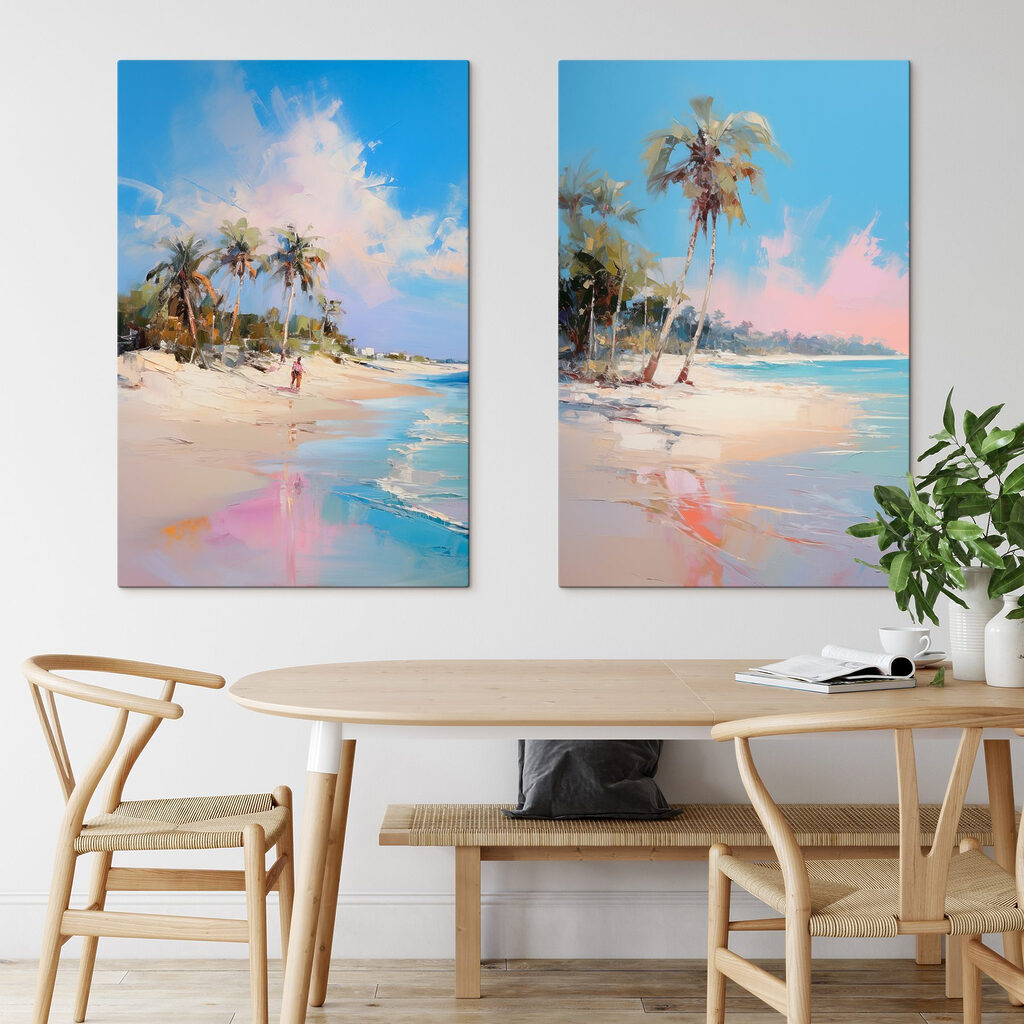 Schilderij van een strand en palmbomen — interieur 1