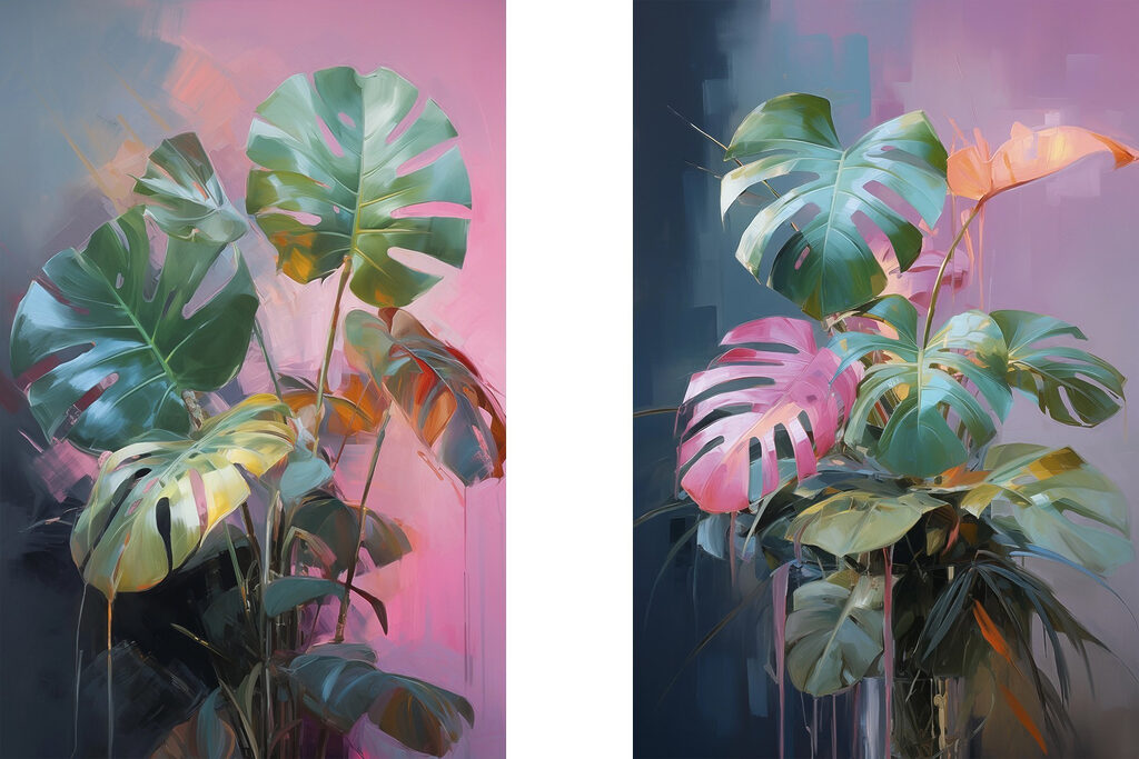 Schilderij van een plant — volledig ontwerp