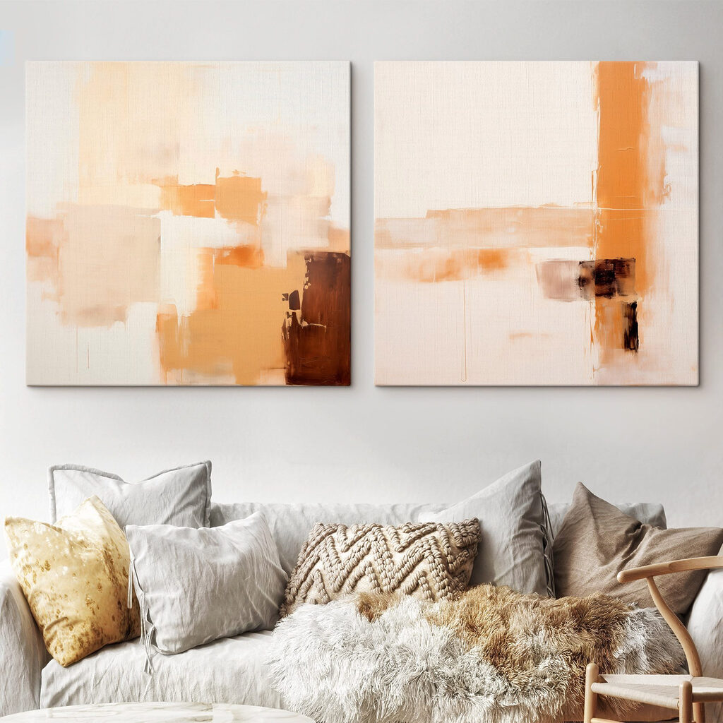Schilderij met verschillende tinten bruin en wit — interieur 1