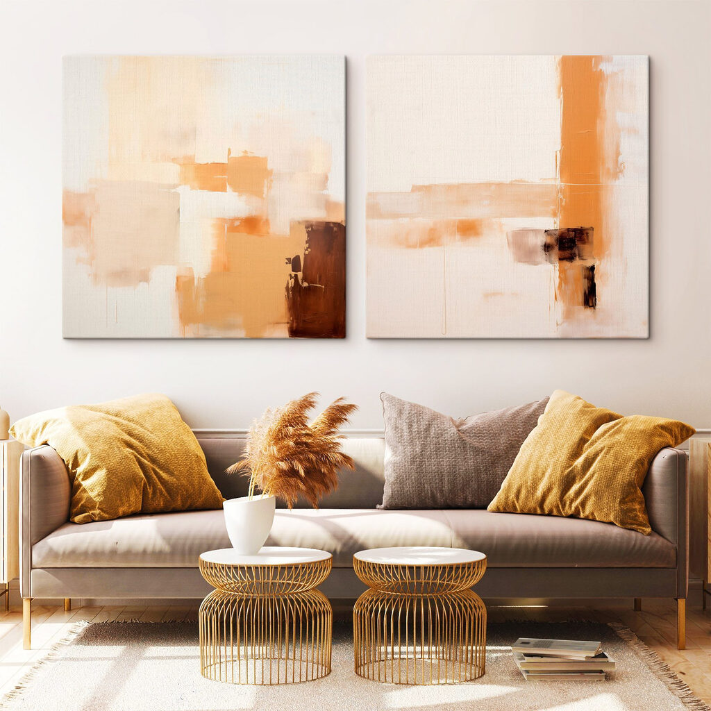 Schilderij met verschillende tinten bruin en wit — interieur 2