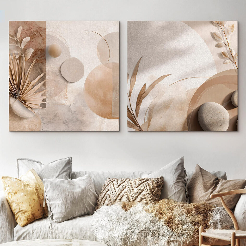 Kunstcollage in een interieur