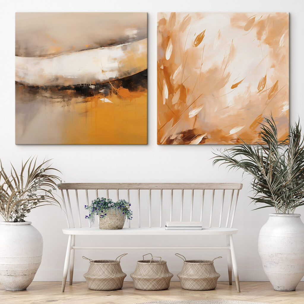 Twee schilderijen van planten en bloemen — interieur 2