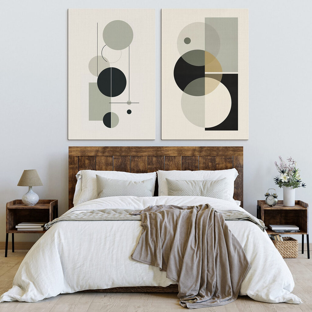 Een paar kunstwerken met cirkels en lijnen — interieur 2