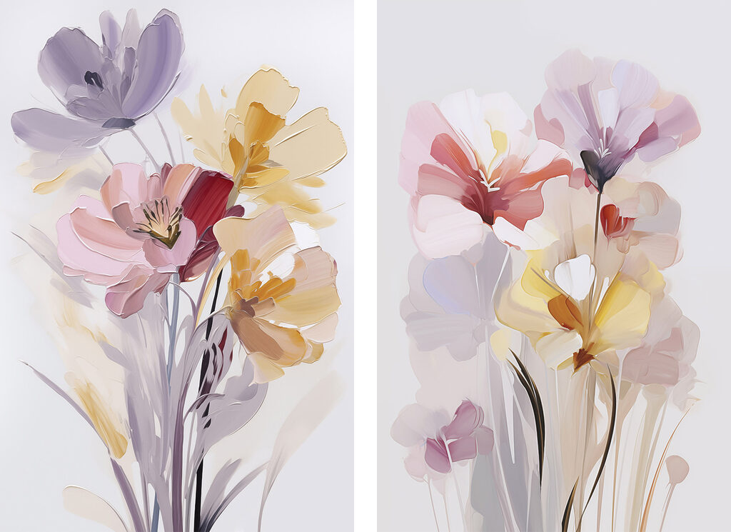 Schilderij van bloemen op een witte achtergrond — volledig ontwerp