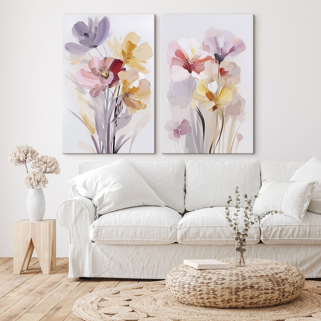 Schilderij van bloemen op een witte achtergrond — interieur 2