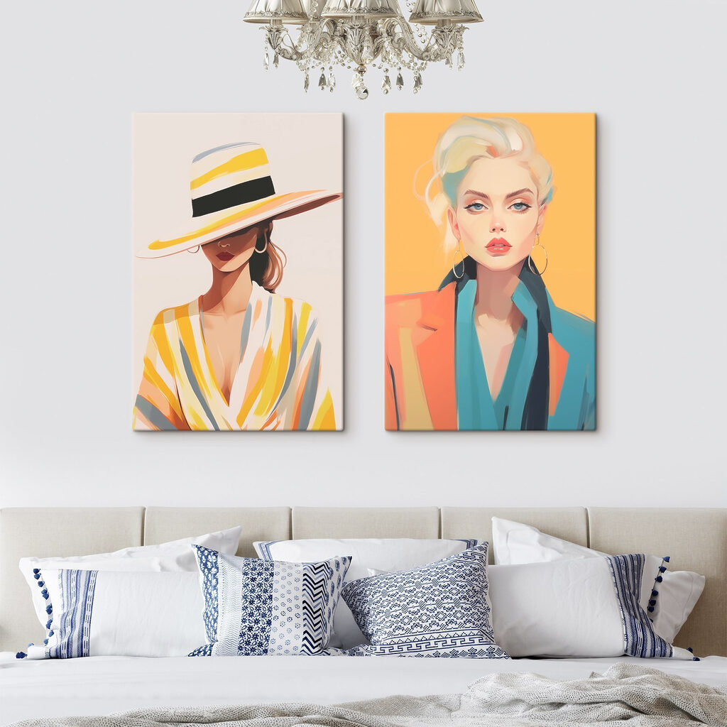 Een paar vrouwen met hoeden op — interieur 2