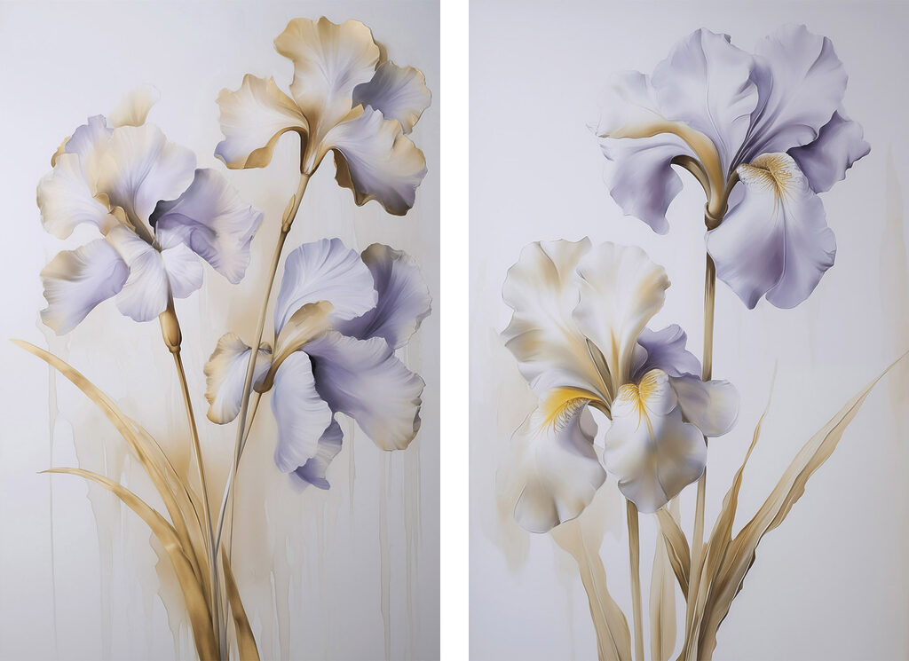 Elegante irissen in zachte tinten — volledig ontwerp