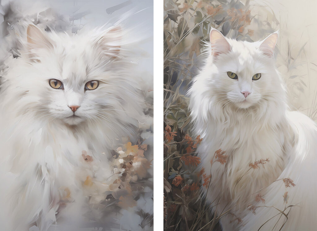 Witte kat met gele ogen — volledig ontwerp
