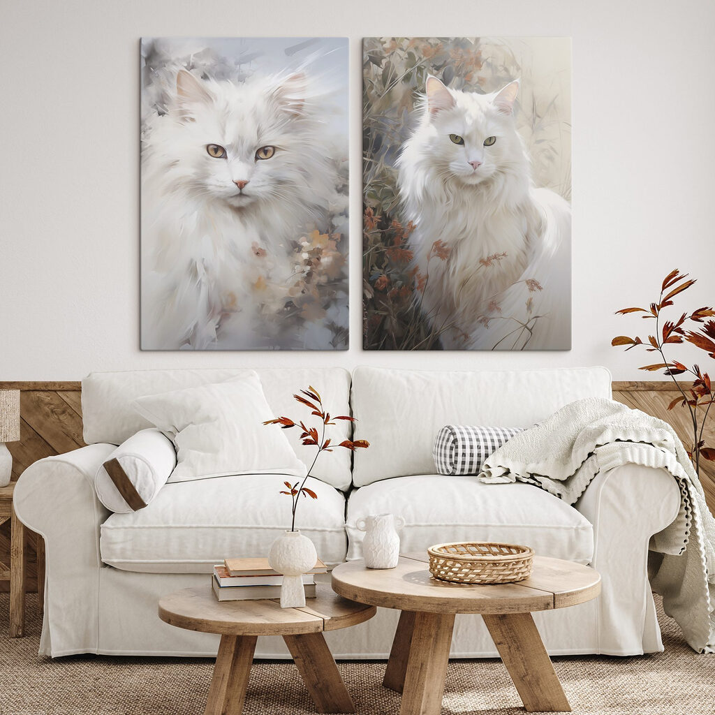 Witte kat met gele ogen — interieur 2