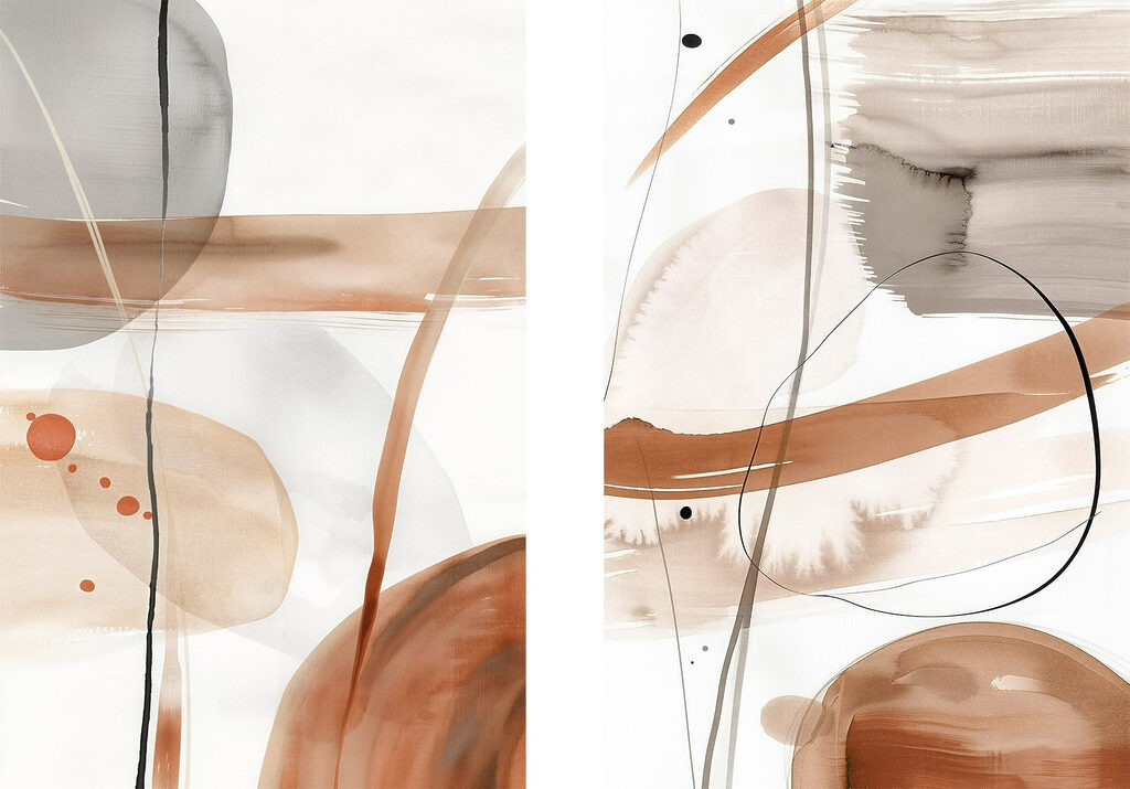 Abstracte vormen in warme tinten — volledig ontwerp
