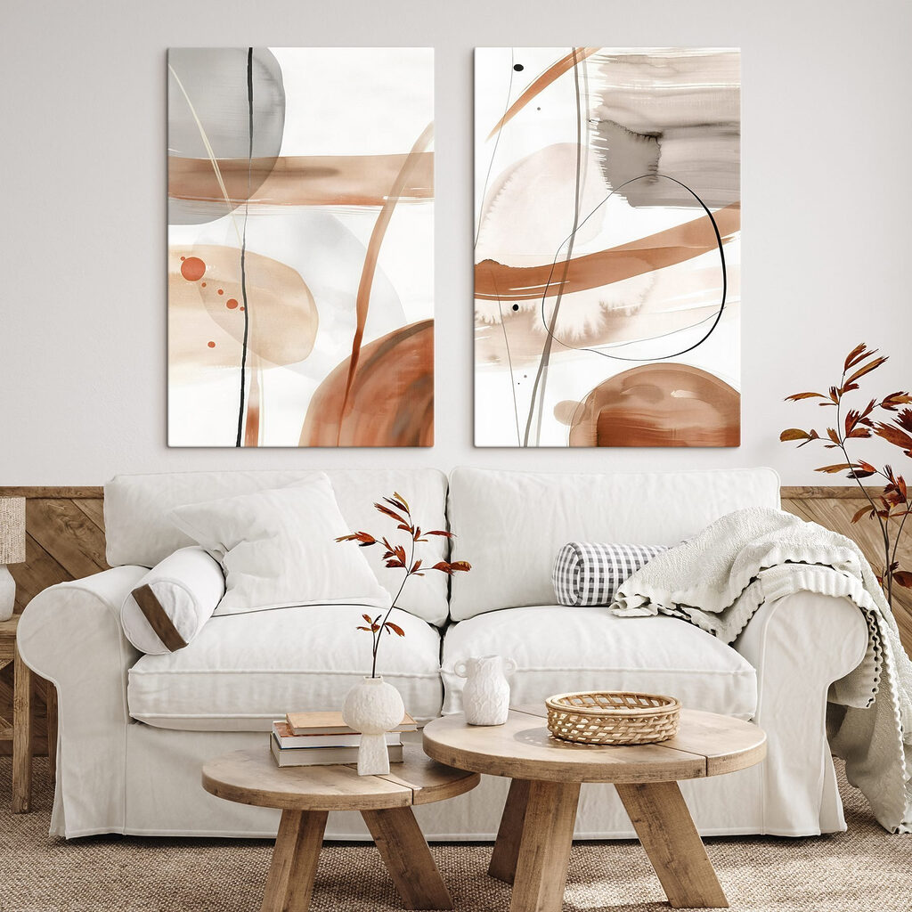 Abstracte vormen in warme tinten — interieur 1
