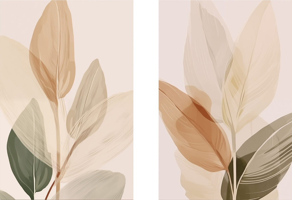 Minimalistisch bladmotief, geïnspireerd door de natuur — volledig ontwerp